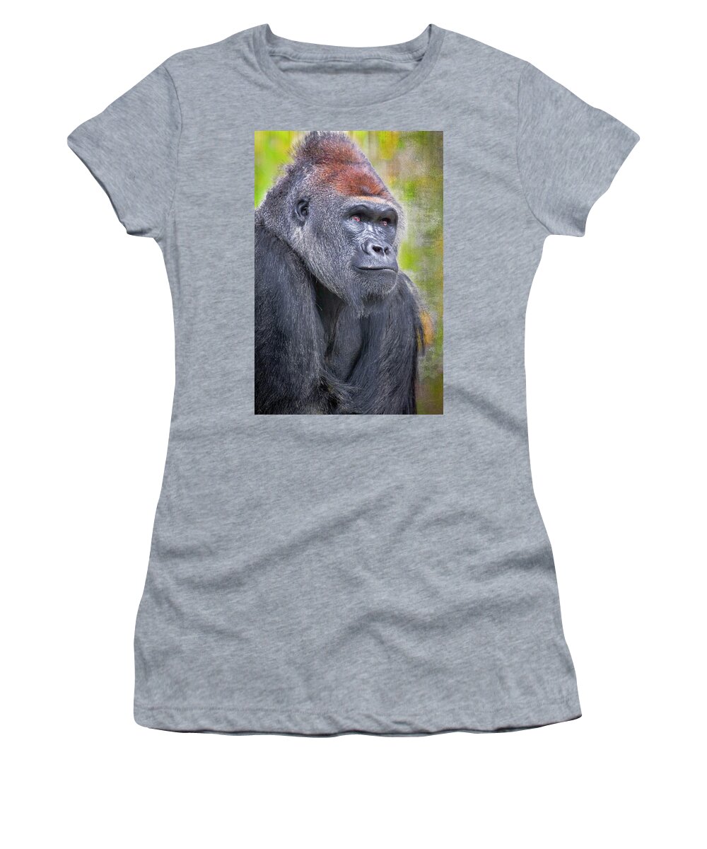 Uganda Gorilla Women's T-Shirt featuring the photograph Longing by David Wagner