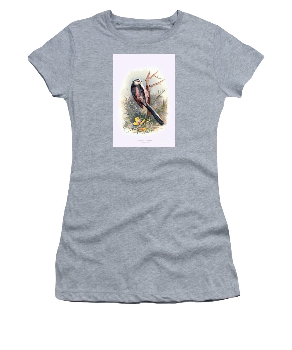 Vintage Women's T-Shirt featuring the digital art Longtail Titmouse Restored by Pablo Avanzini