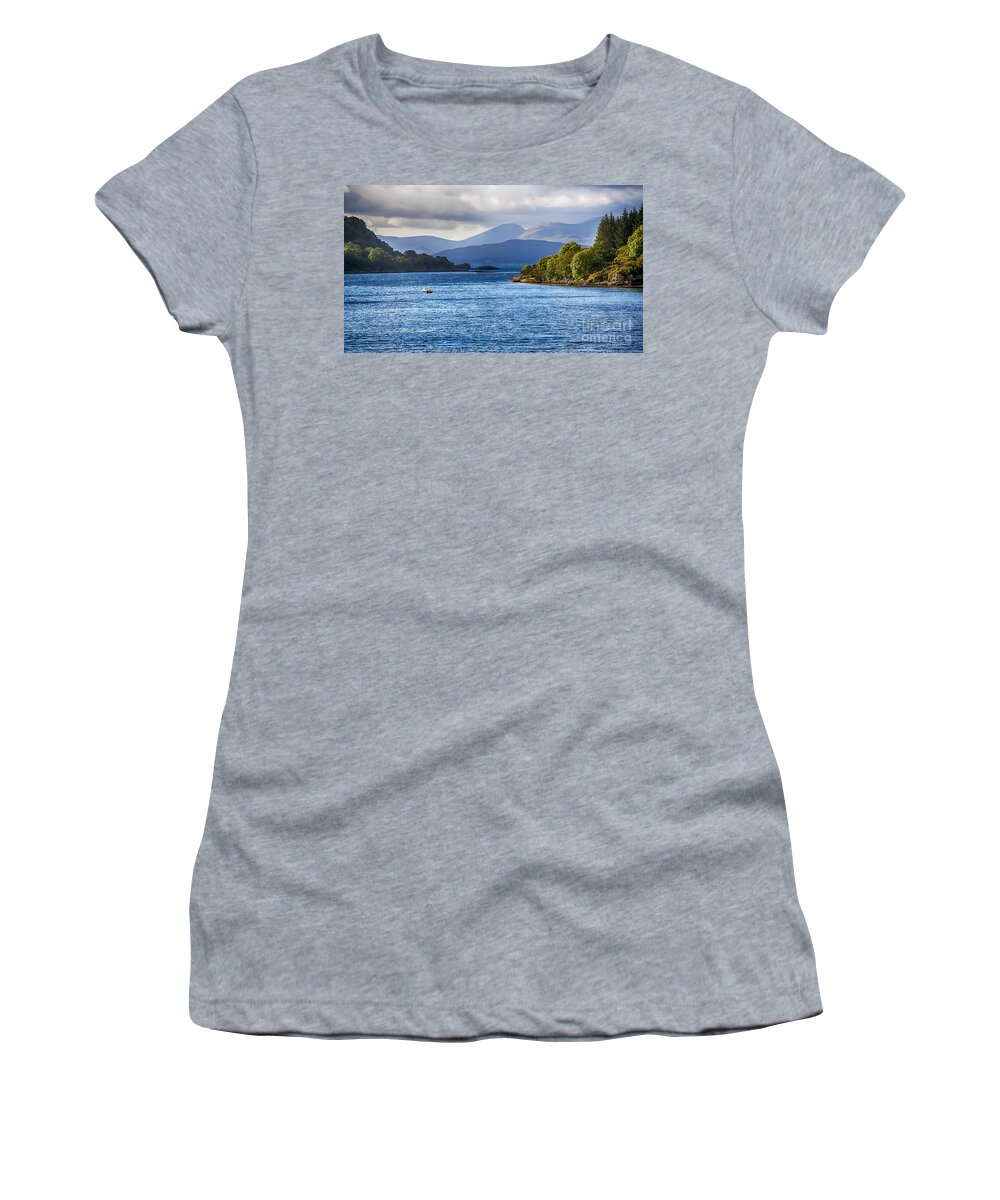 Isle Of Mull Women's T-Shirt featuring the photograph Looking to the Isle of Mull 3 by Chris Thaxter