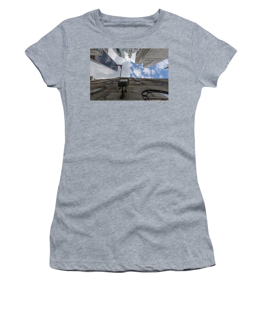 Nyc Women's T-Shirt featuring the photograph Looking up NYC 5th Ave by John McGraw