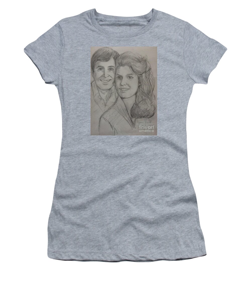 Royal Couple Women's T-Shirt featuring the drawing Lost Romance by Joan-Violet Stretch