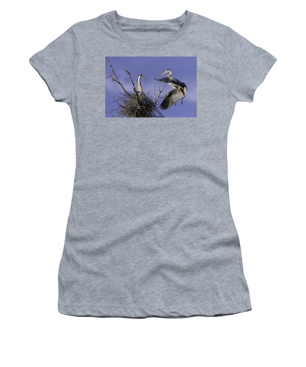 Great Blue Heron Women's T-Shirt featuring the photograph Love at First Sight by Everet Regal