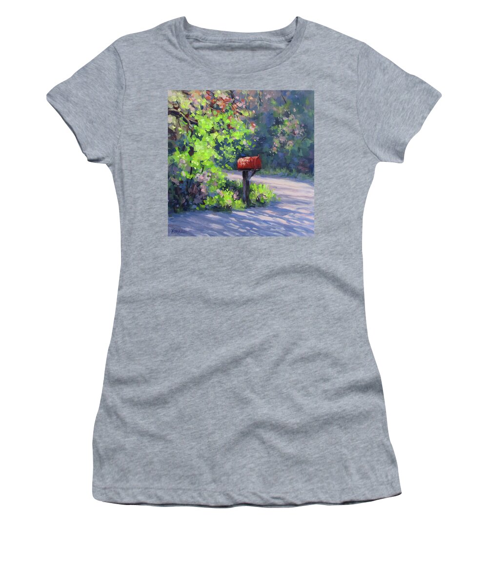 Acrylic Women's T-Shirt featuring the painting Love Letters by Karen Ilari