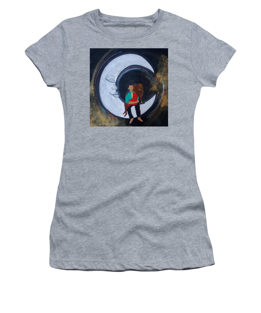  Women's T-Shirt featuring the photograph Love you to the the Moon by Diamin Nicole