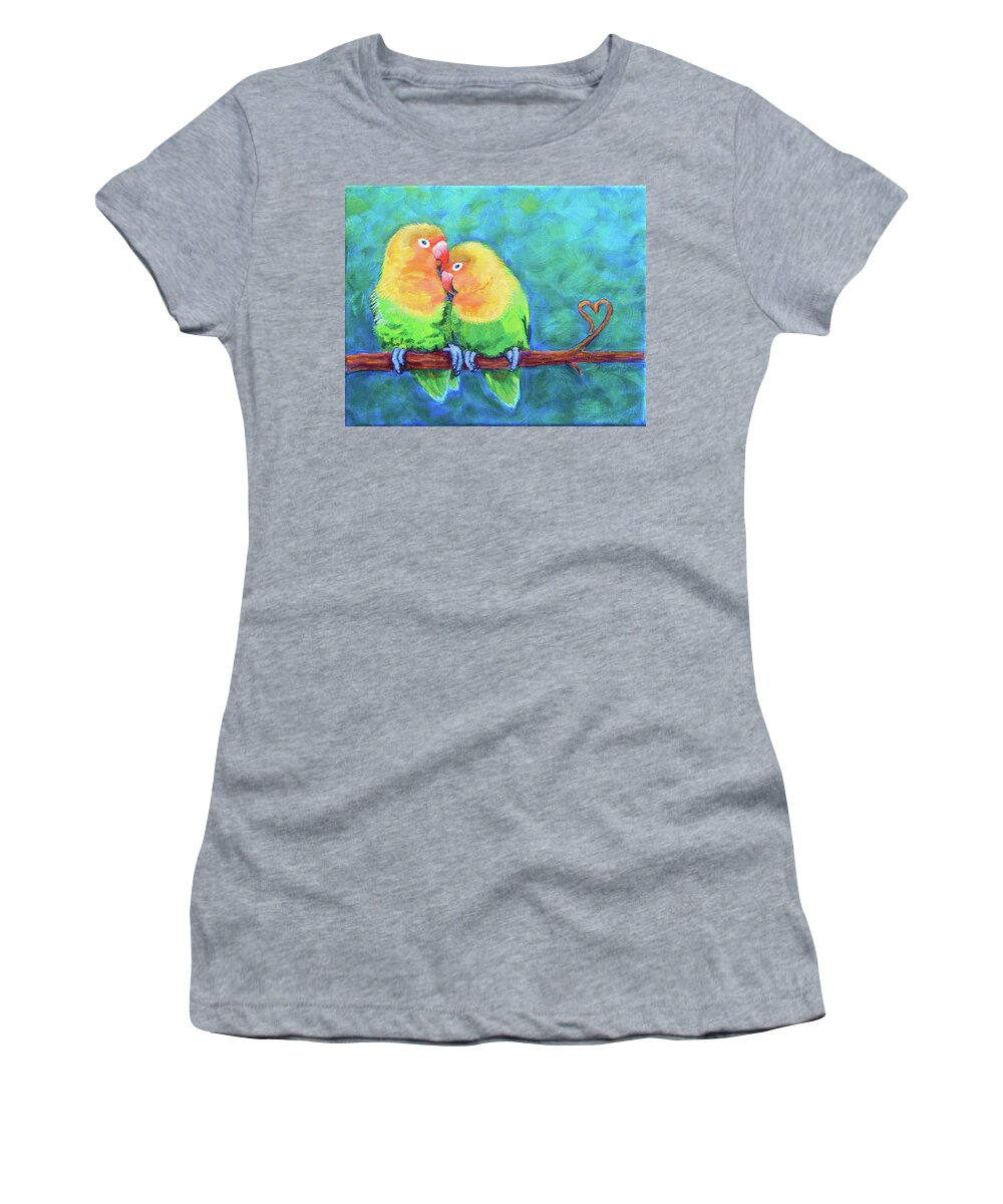 Lovebirds Women's T-Shirt featuring the painting Lovebirds by Pat St Onge
