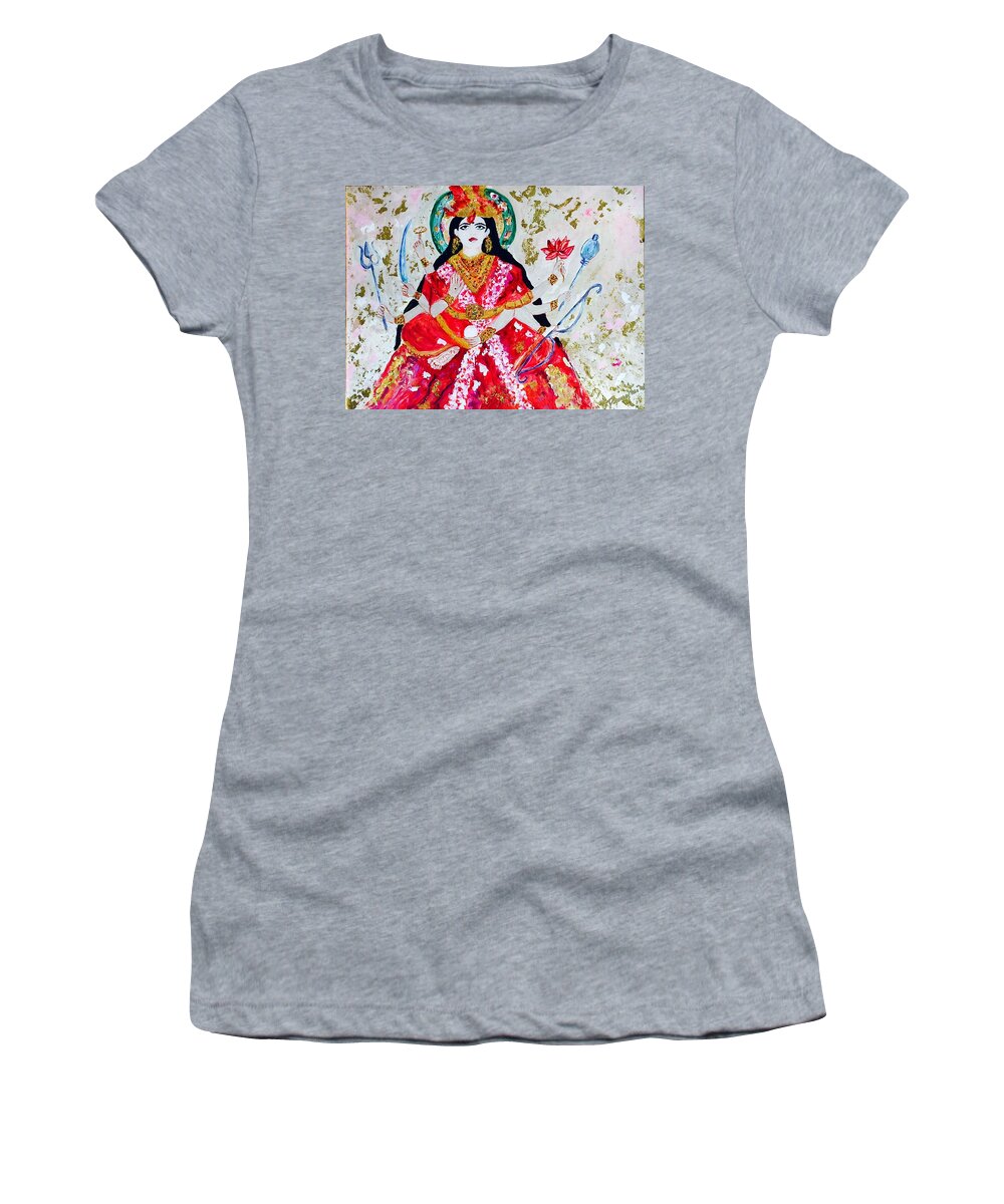  Women's T-Shirt featuring the painting Lovely Lakshimi by Denise June