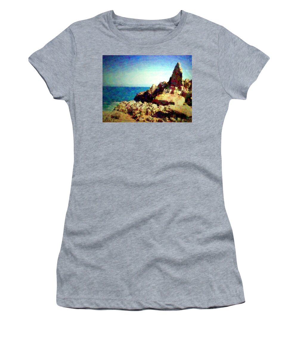 Lovers-point Women's T-Shirt featuring the photograph Lovers Point Impressions by Joyce Dickens