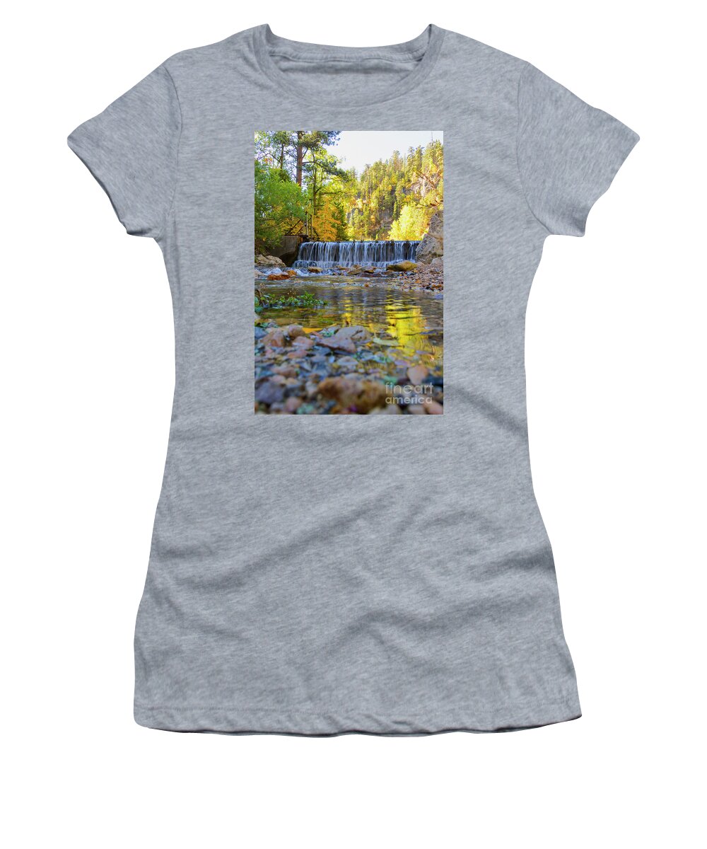 Spearfish Women's T-Shirt featuring the photograph Low Look at the Falls by Steve Triplett