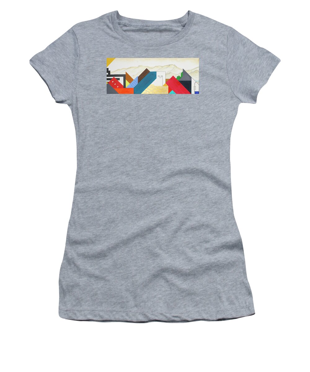 Abstract Women's T-Shirt featuring the painting Lugano See - Part I by Willy Wiedmann