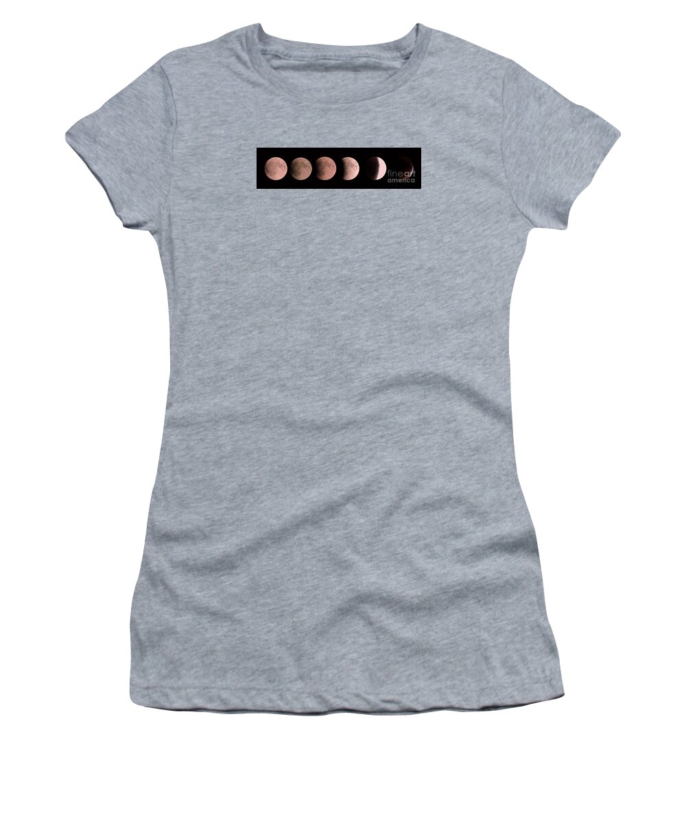 Lunar Women's T-Shirt featuring the photograph Lunar Eclipse 9-27-15 Stages by Mim White