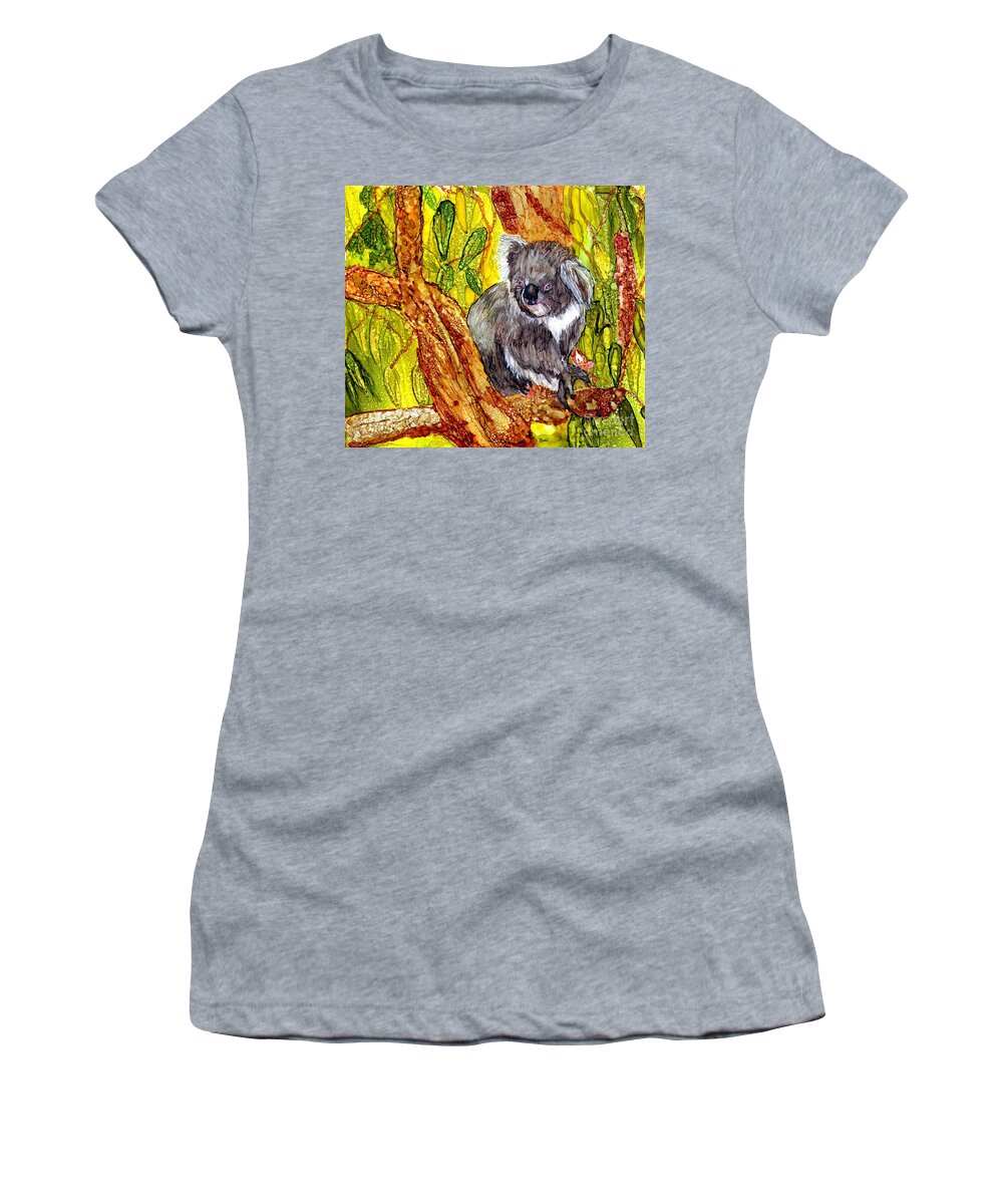 Koala Women's T-Shirt featuring the painting Lunch in the Gum Tree by Eunice Warfel