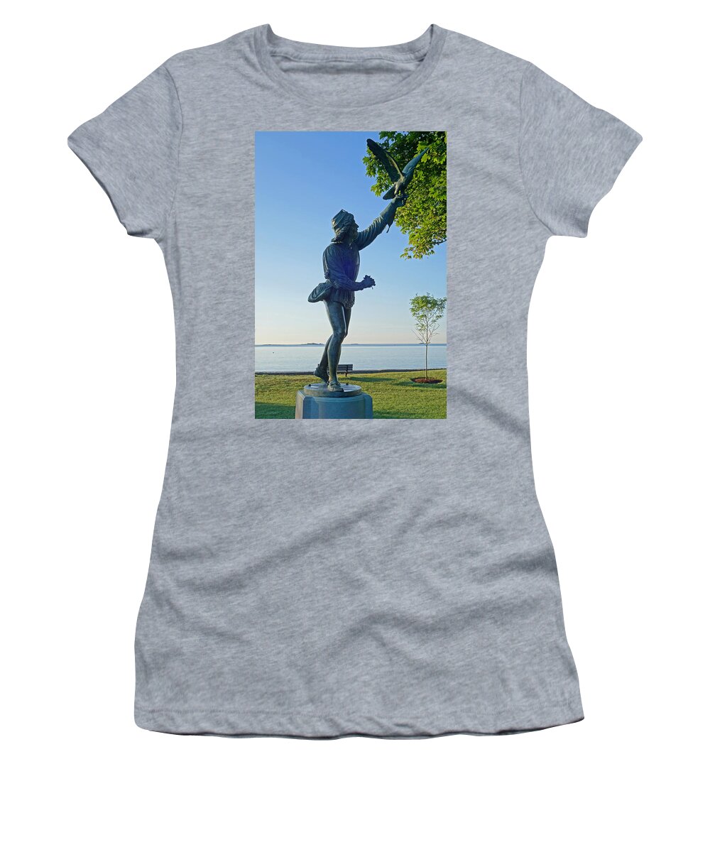 Lynch Women's T-Shirt featuring the photograph Lynch Park Statue Beverly MA by Toby McGuire
