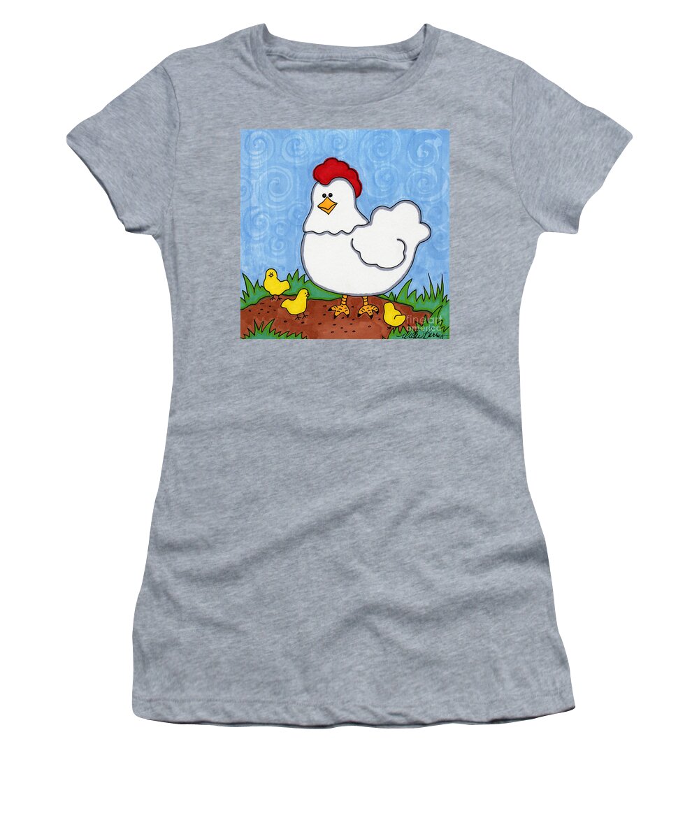 Chickens Women's T-Shirt featuring the painting Mabel and Her Children by Vicki Baun Barry