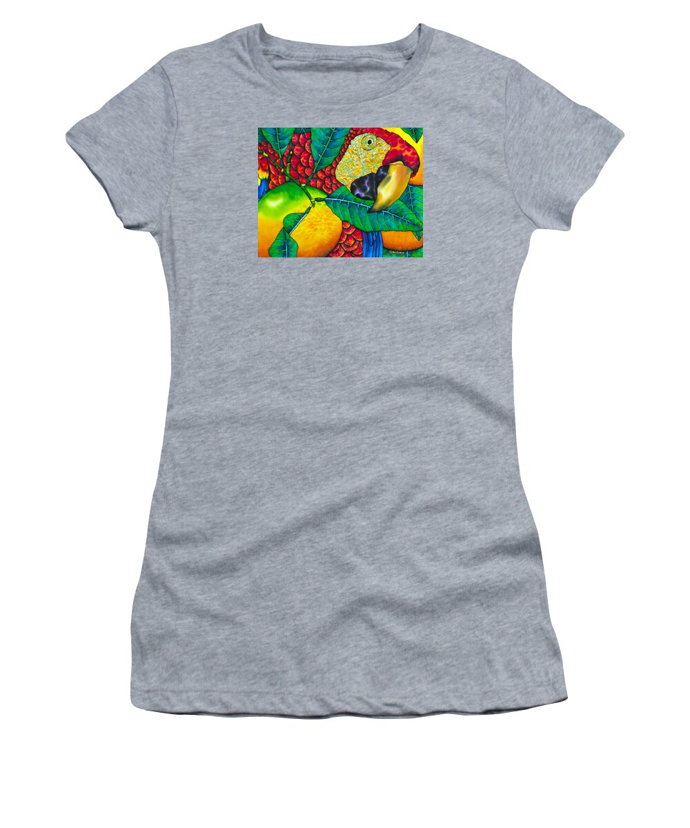 Jean-baptiste Design Women's T-Shirt featuring the painting Macaw Close Up - Exotic Bird by Daniel Jean-Baptiste