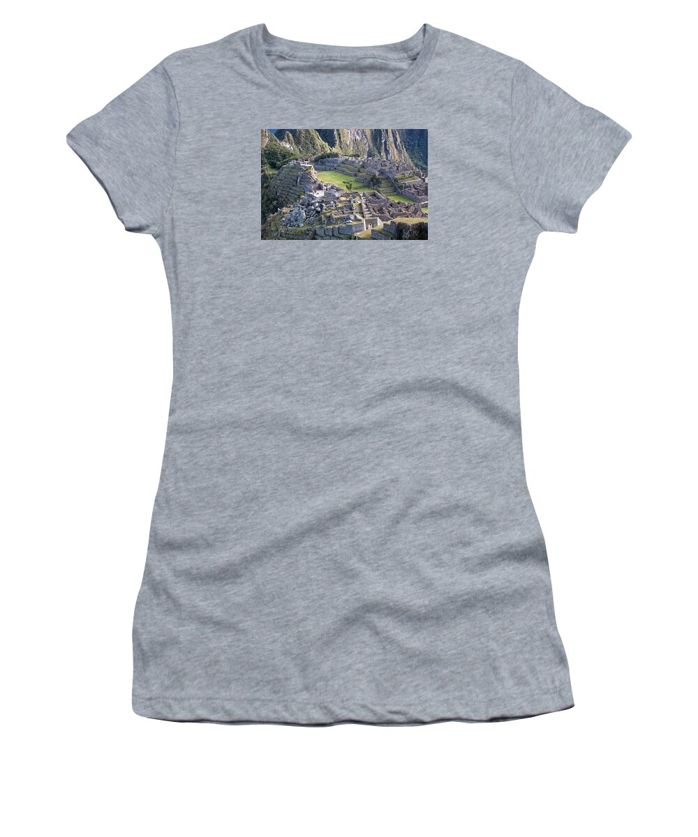 Machu Picchu Women's T-Shirt featuring the photograph Machu Picchu Inca Ruins by Aivar Mikko