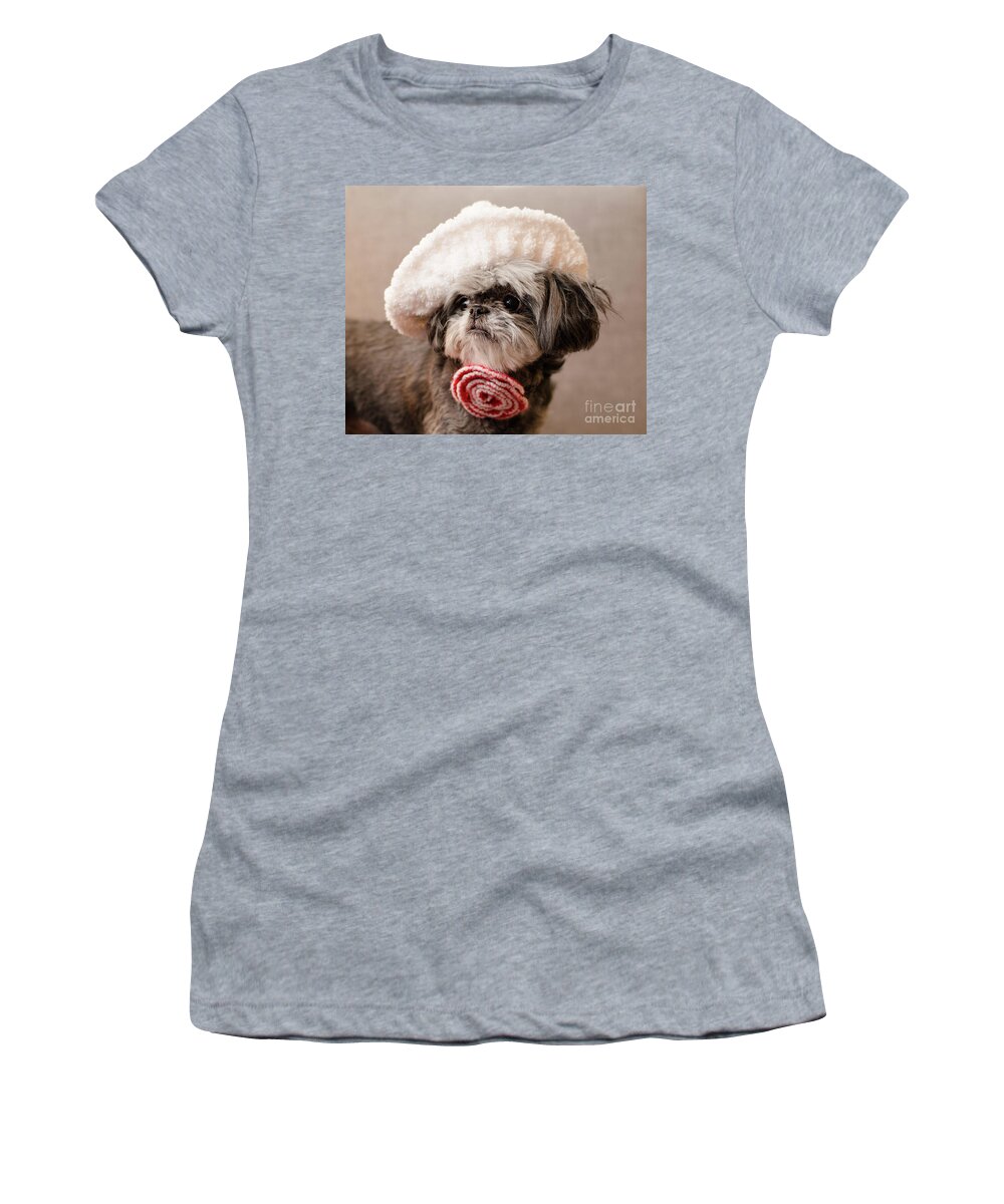 Shi Tzu Dog Women's T-Shirt featuring the photograph Madam Scarlett by Irina ArchAngelSkaya