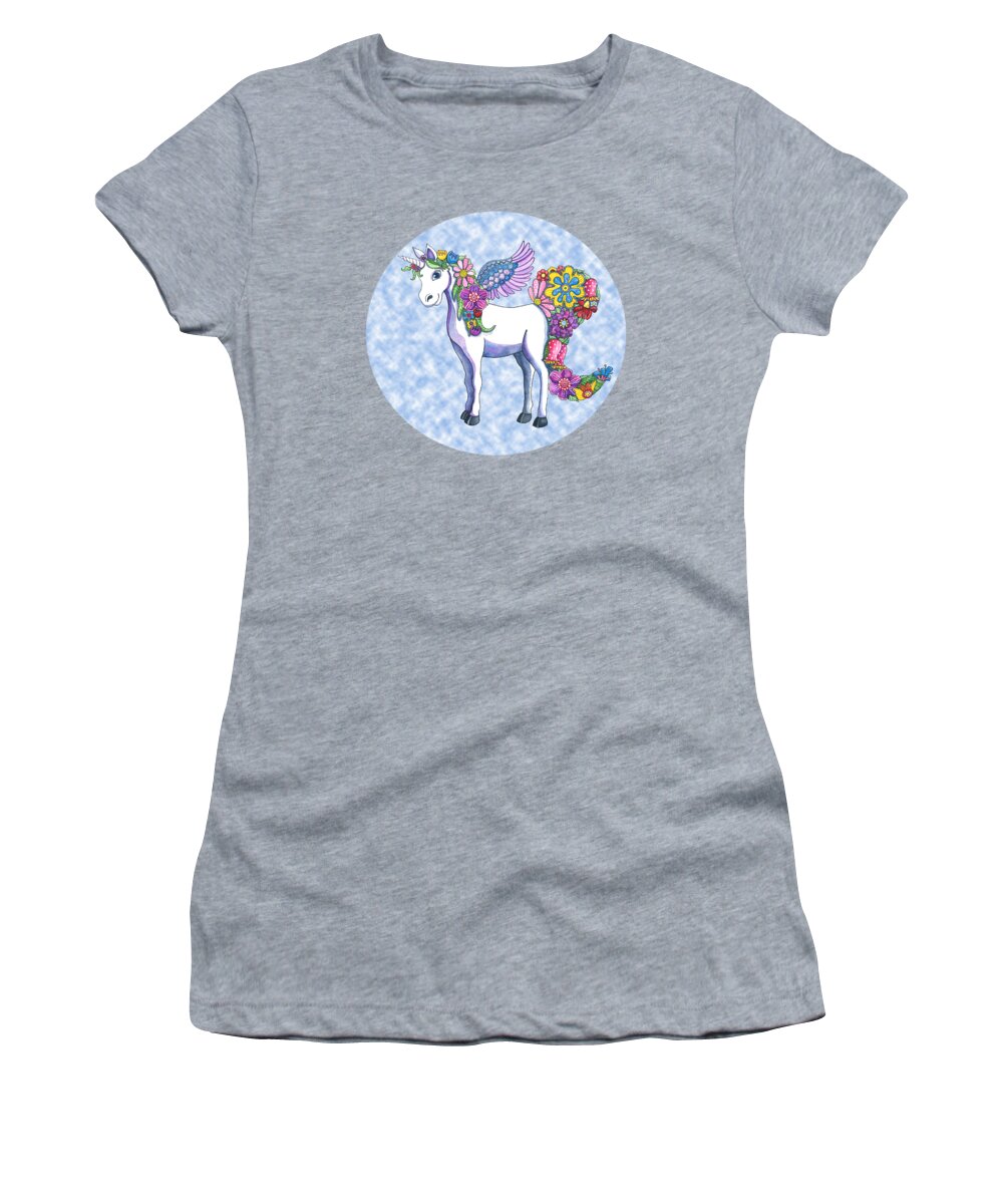 Unicorn Women's T-Shirt featuring the painting Madeline the Magic Unicorn 2 by Shelley Wallace Ylst