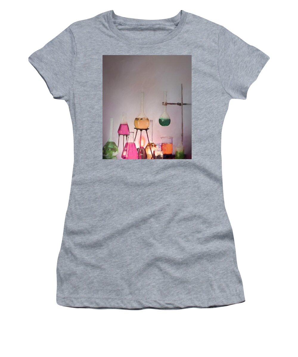 Beakers Women's T-Shirt featuring the painting Magical Beakers by Portraits By NC