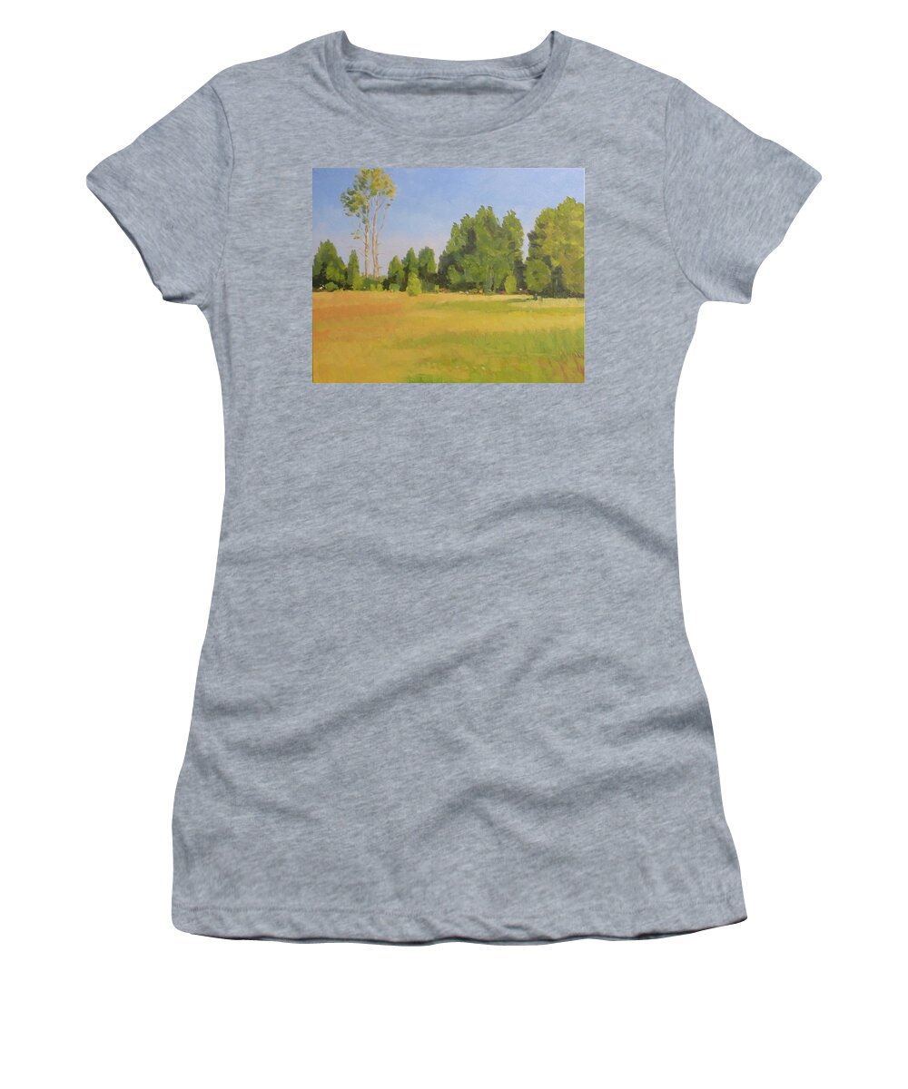 Impressionist Women's T-Shirt featuring the painting Magnuson Park Fields by Stan Chraminski
