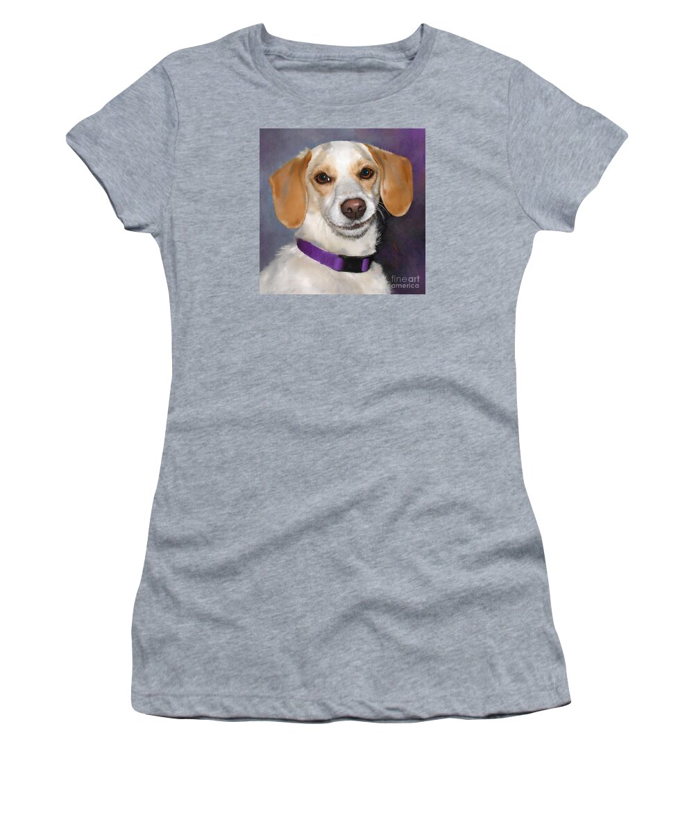 Half Dachshund And All Loved Women's T-Shirt featuring the painting Maizy by Bon and Jim Fillpot