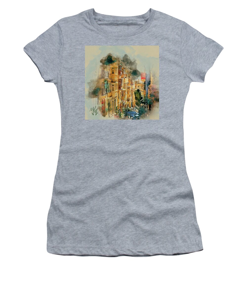 Malta Women's T-Shirt featuring the digital art Maltese Street by Mal-Z