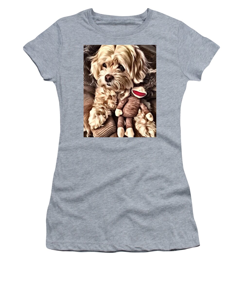 Maltipoo Women's T-Shirt featuring the digital art Maltipoo Love by Laurie Trumpet Williams