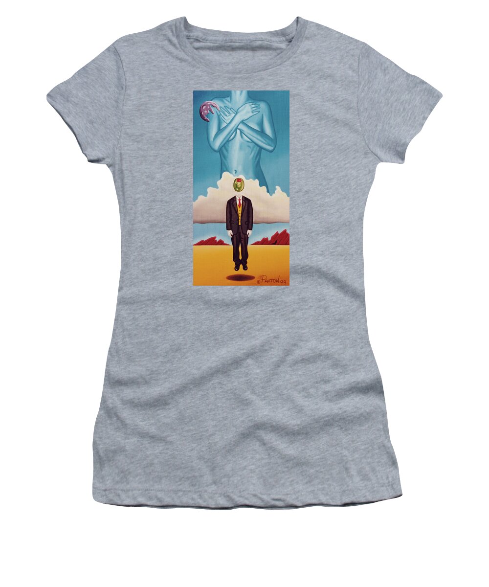  Women's T-Shirt featuring the painting Man Dreaming of Woman by Paxton Mobley