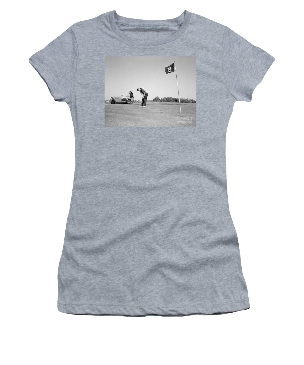 1960s Women's T-Shirt featuring the photograph Man Golfing, C.1960s by H. Armstrong Roberts/ClassicStock