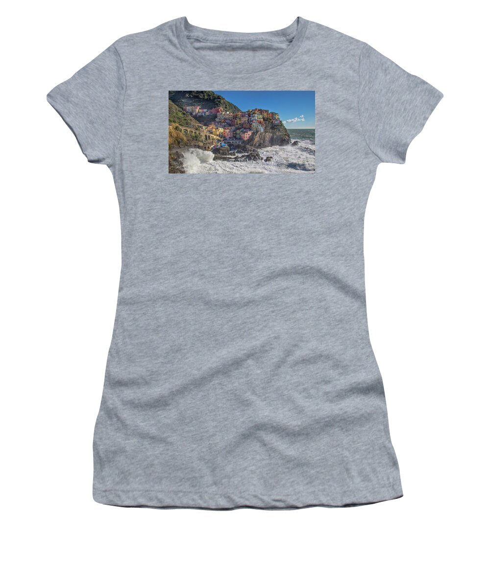 Italy Women's T-Shirt featuring the photograph Manarola in Cinque Terre by Cheryl Strahl