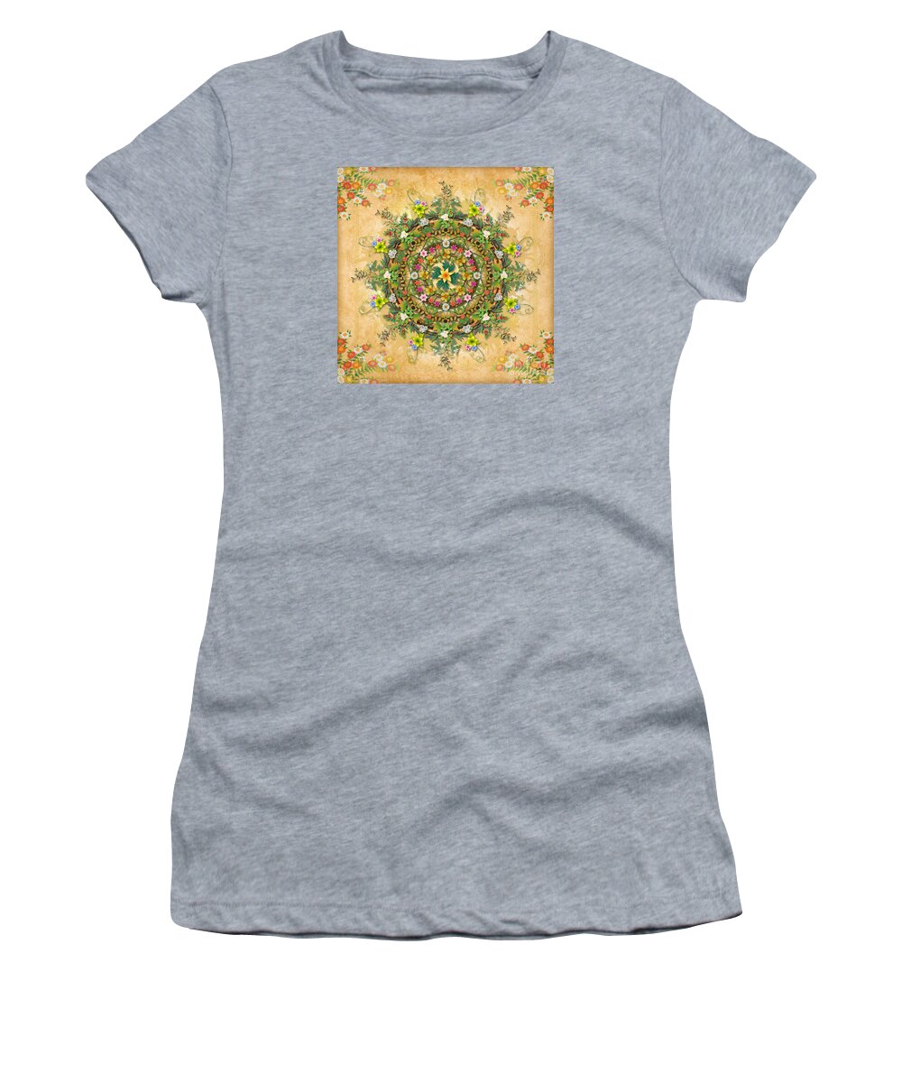 Mandala Women's T-Shirt featuring the digital art Mandala Flora by Peter Awax