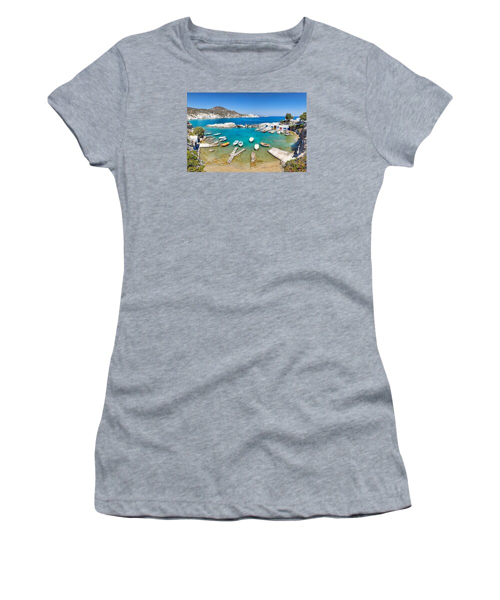 Milos Women's T-Shirt featuring the photograph Mandrakia in Milos - Greece by Constantinos Iliopoulos