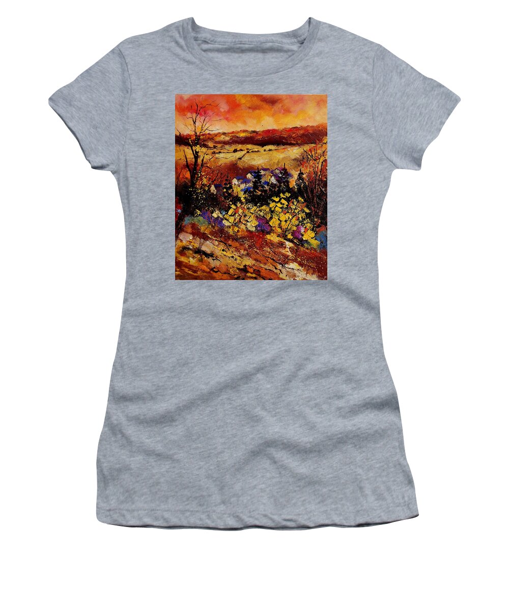 Landscape Women's T-Shirt featuring the painting Manhay 56 by Pol Ledent