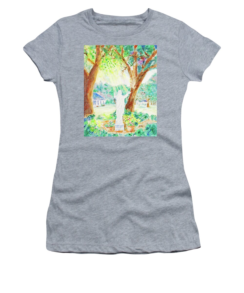 Christian Women's T-Shirt featuring the painting Manresa Retreat by Jerry Fair