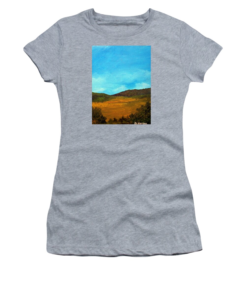 Rob-edmanson-harrison. Women's T-Shirt featuring the painting Manx Field by Robert Edmanson-Harrison