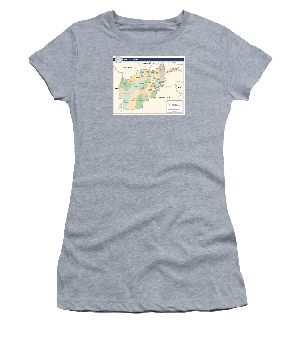 Afghan Women's T-Shirt featuring the mixed media Map of Afghanistan 2 by Roy Pedersen