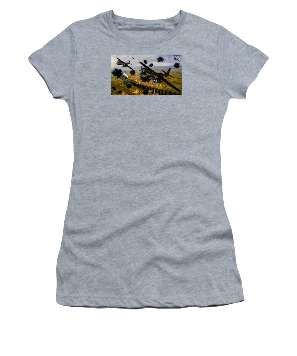 8th Usaaf Women's T-Shirt featuring the digital art Marauder Strike - Oil by Tommy Anderson