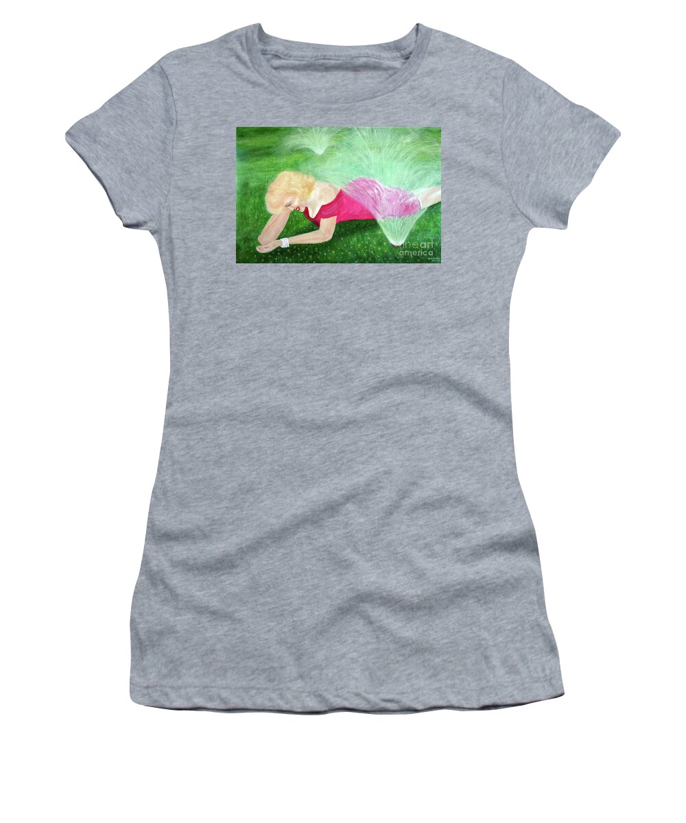 Celebrity Women's T-Shirt featuring the painting Marilyn Misted by Lyric Lucas