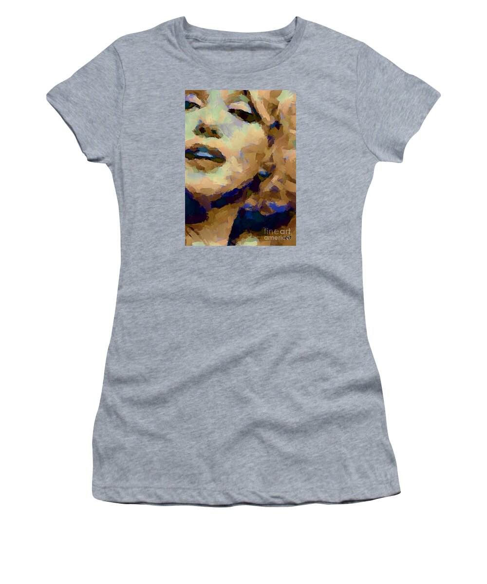 Digital Art Women's T-Shirt featuring the painting Marilyn Monroe in Yellow by Dragica Micki Fortuna