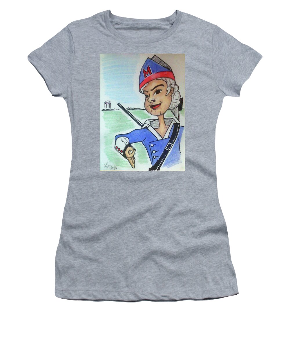 Patriots Women's T-Shirt featuring the drawing Marion Jr by Loretta Nash