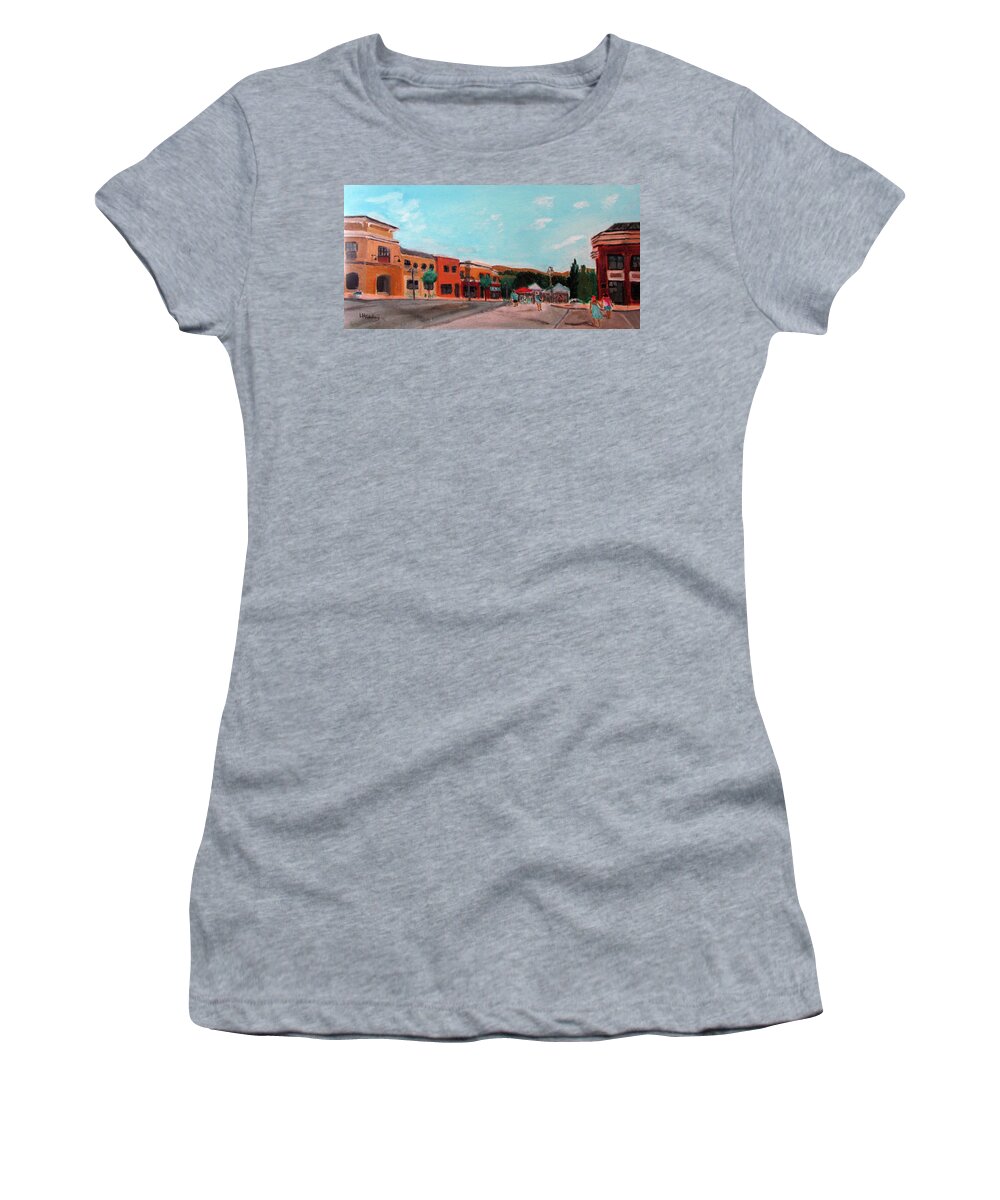 Farmers Market Women's T-Shirt featuring the painting Market Day by Linda Feinberg