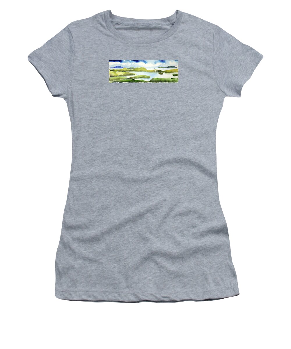  Women's T-Shirt featuring the painting Marshes by Kathleen Barnes