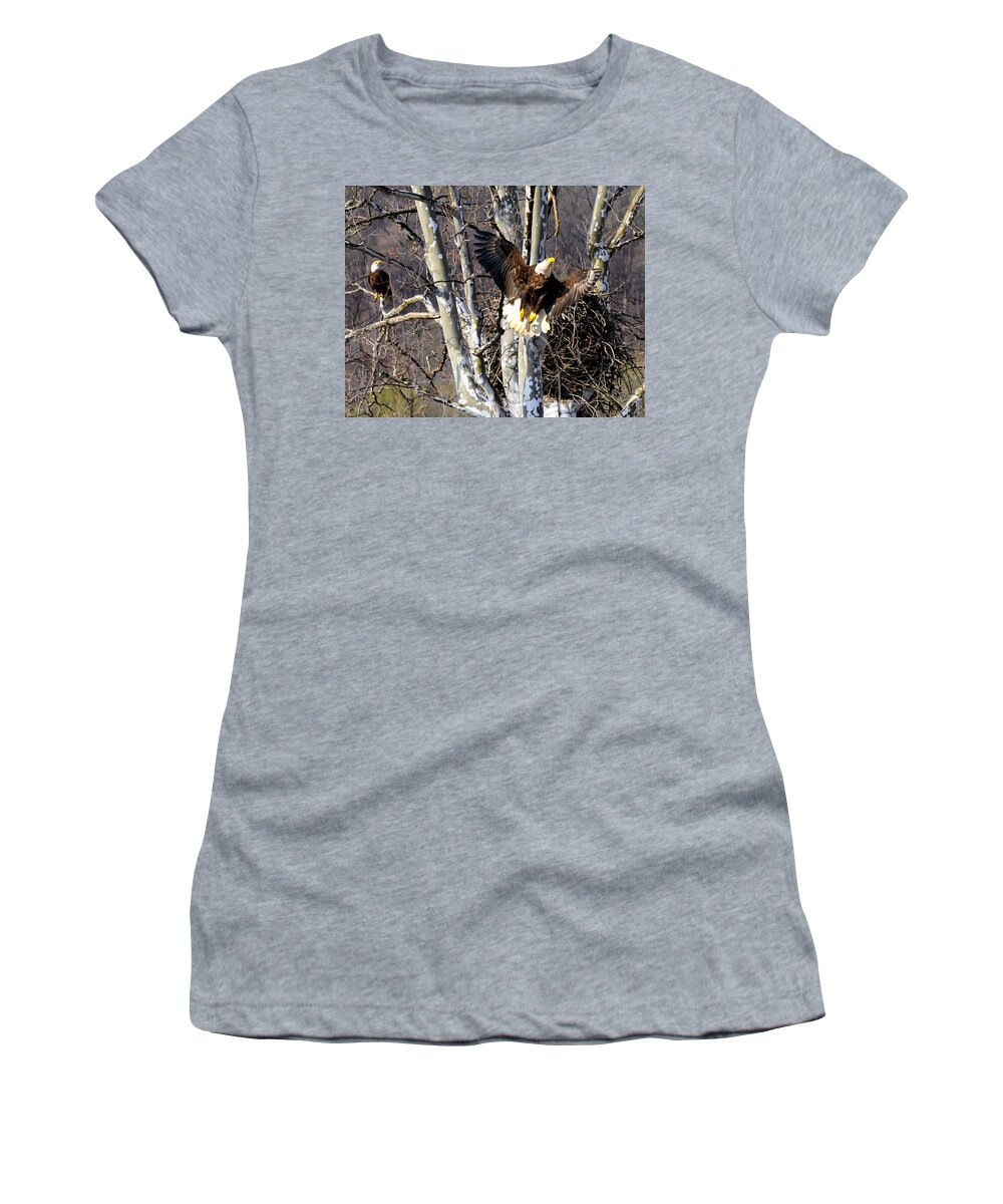 Eagles Mates Women's T-Shirt featuring the photograph Mating Pair at nest by Randall Branham