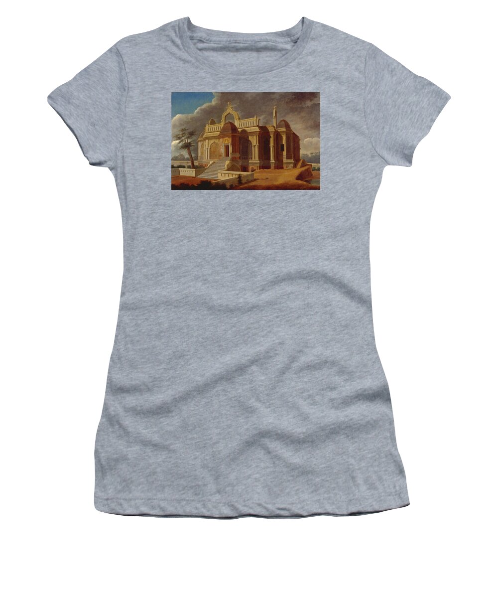 Francis Swain Ward Women's T-Shirt featuring the painting Mausoleum with Stone Elephants by Francis Swain Ward