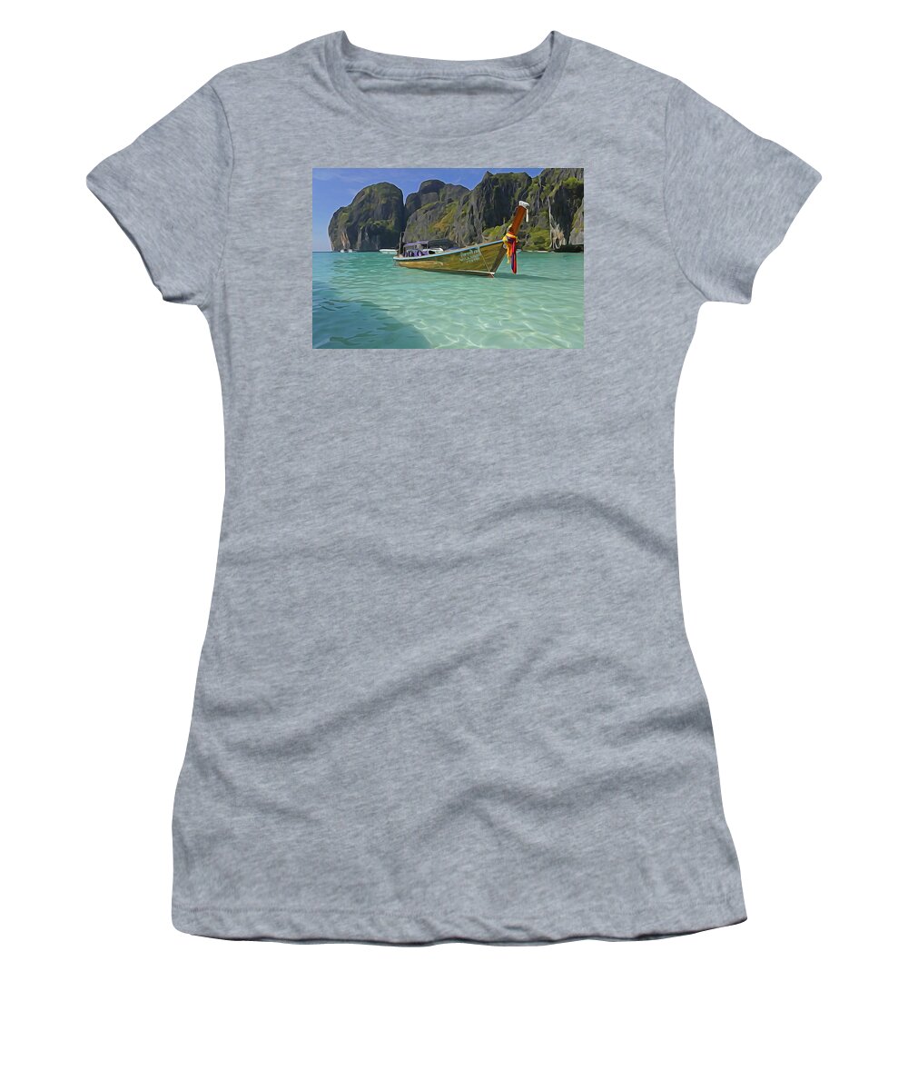 Thailand Women's T-Shirt featuring the photograph Maya Bay Long-tail by Dennis Cox