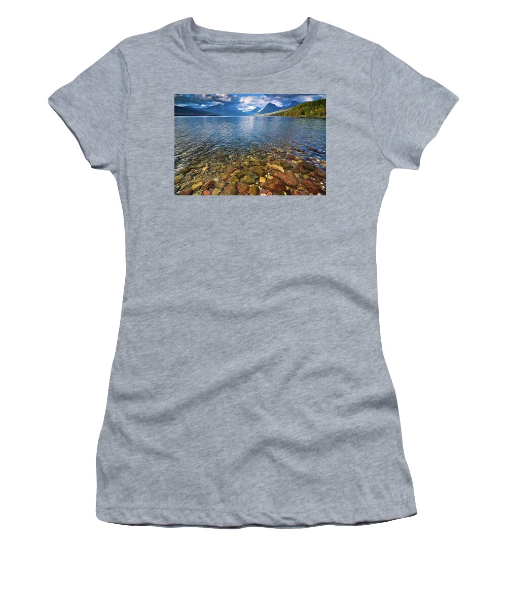 Lake Women's T-Shirt featuring the photograph McDonald Lake Colors by Greg Nyquist