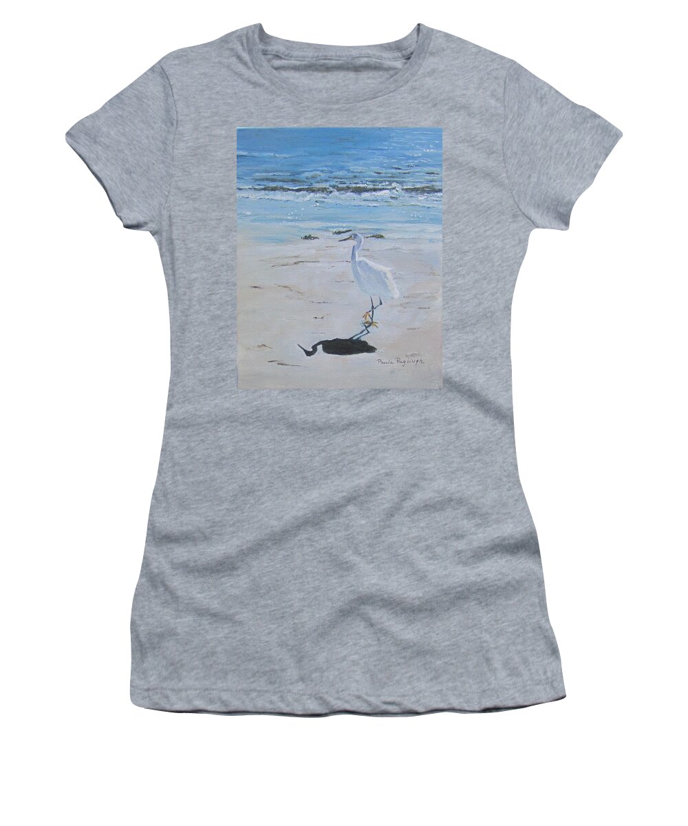 Egret Women's T-Shirt featuring the painting Me and My Shadow by Paula Pagliughi