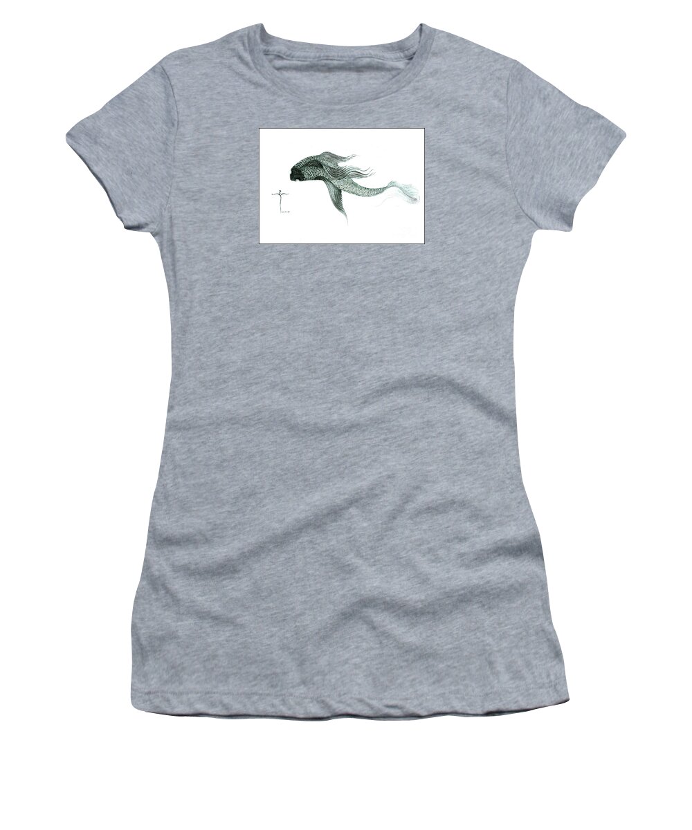  Women's T-Shirt featuring the drawing Megic Fish 1 by James Lanigan Thompson MFA