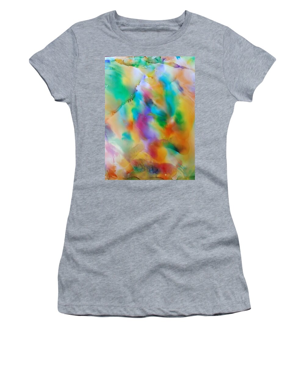 Alcohol Ink Women's T-Shirt featuring the painting Mellow by Donna Perry