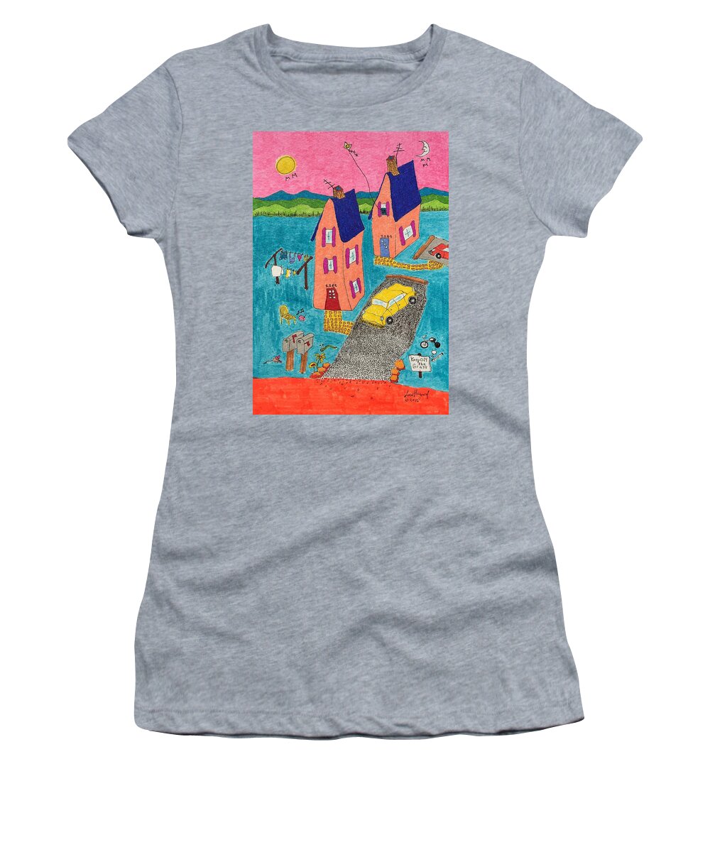  Women's T-Shirt featuring the painting Melon Houses by Lew Hagood