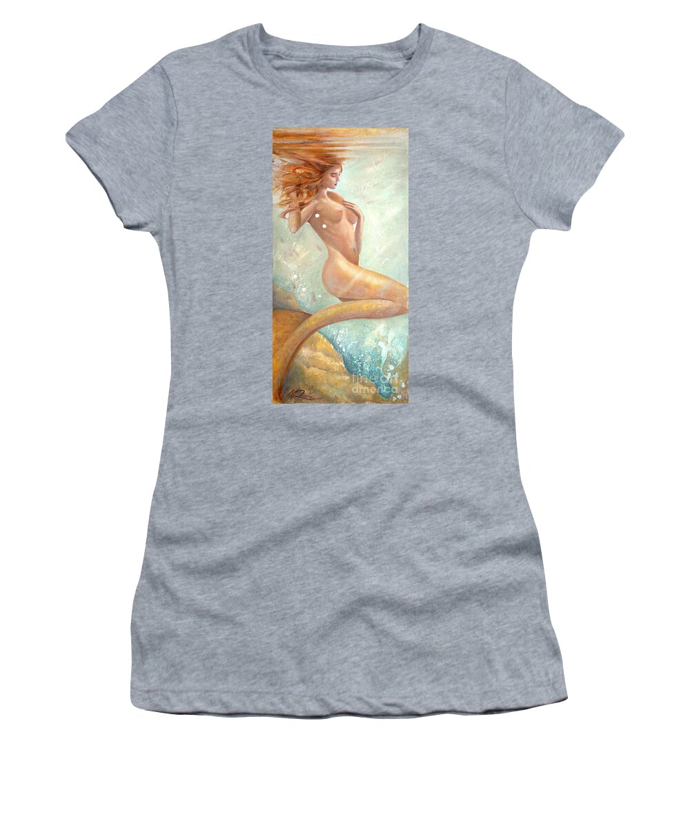 Nude Women's T-Shirt featuring the painting Mermaid Dream by Michael Rock